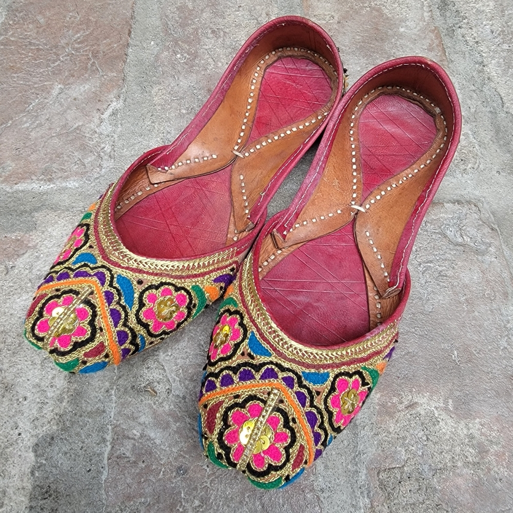Authentic Indian/Pakistani Embellished Khussa Flat Shoes